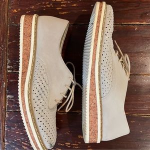 Womens Reieker grey suede cork wedge heel shoes